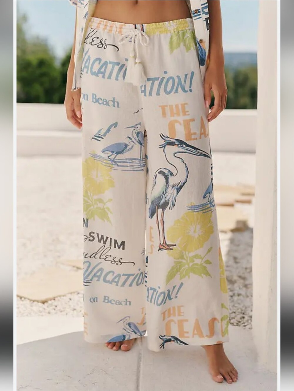 Anthropologie Celandine Linen Blend Vacation Wide Leg Pants NWT XS